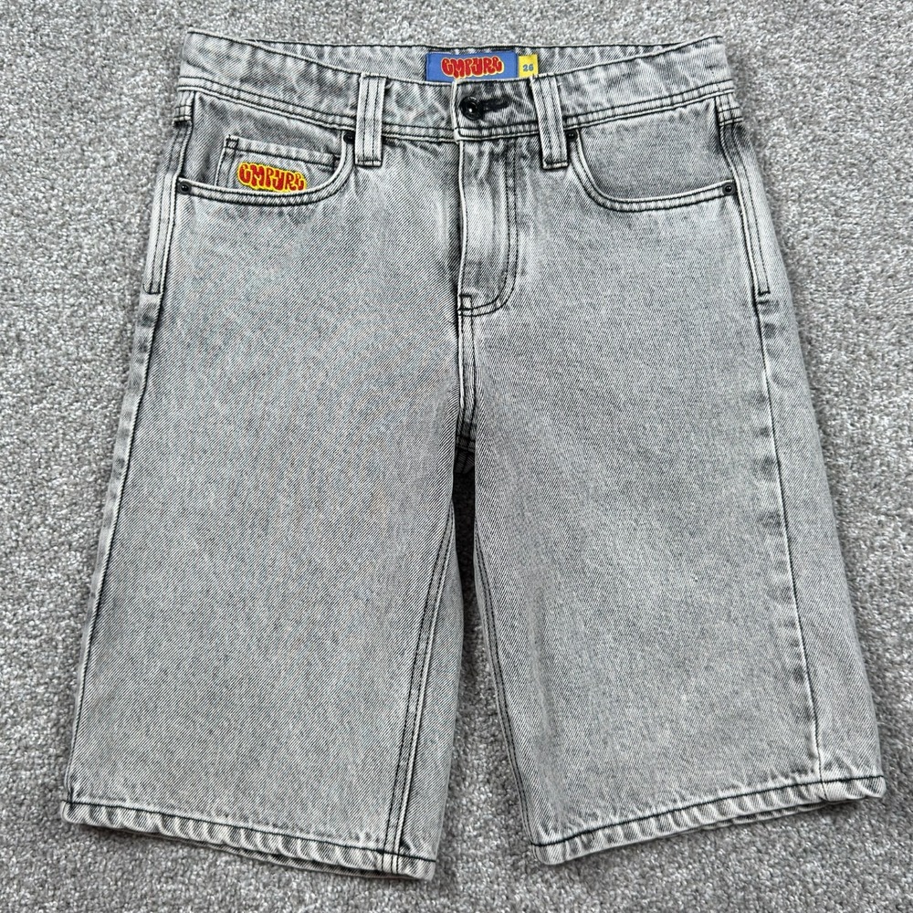 Empyre Denim Jorts Womens 26 (Fits 28) Gray Acid Wash Baggy Y2K Skater Shorts